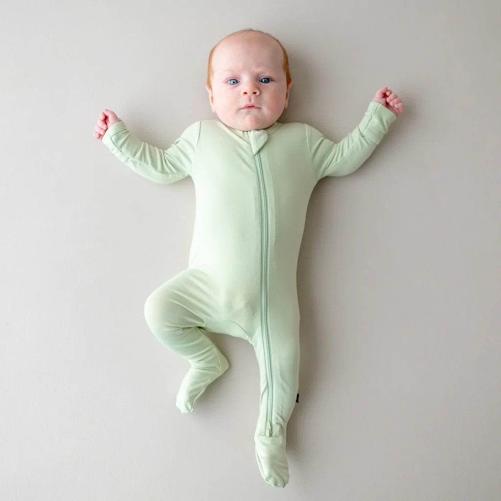 Zippered Footie in Basil | Kyte Baby