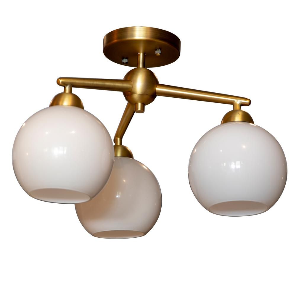 Decor Therapy Michael 3-Light Antique Brass Flush Mount Ceiling Light | The Home Depot