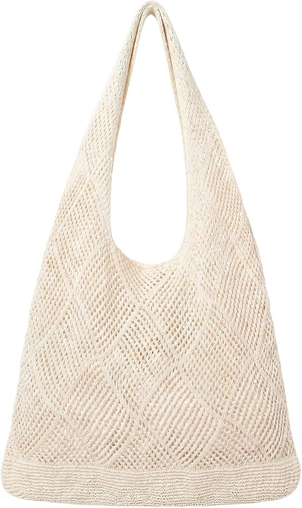 Crochet Beach Tote Bag for Women Summer Beach Mesh Tote Bag Aesthetic Hippie Knit Bags Foldable T... | Amazon (US)