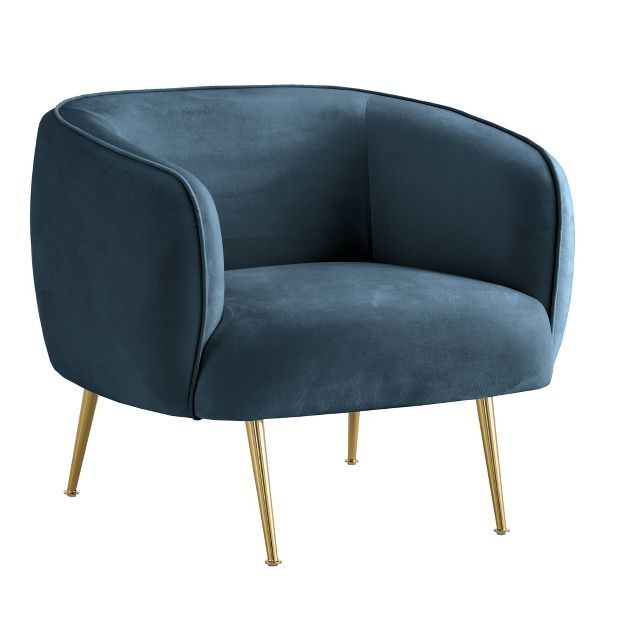 Minerva Brass Finish Velvet Upholstered Accent Chair - Inspire Q | Target