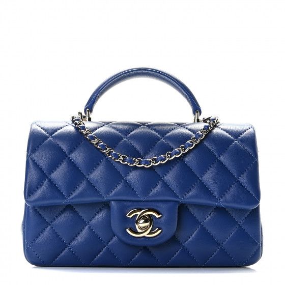 CHANEL

Lambskin Quilted Mini Top Handle Rectangular Flap Dark Blue | Fashionphile