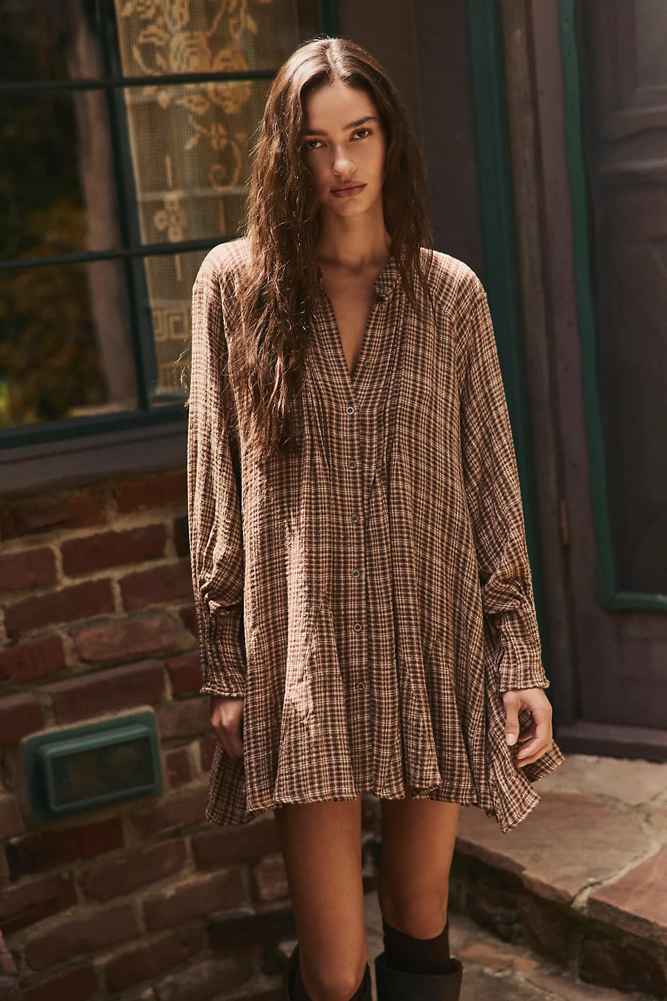 Backroads Plaid Button Down Mini Dress | Free People (Global - UK&FR Excluded)
