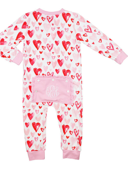 Heart Print Zipper Pajamas | Cecil and Lou