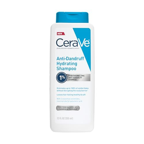 CeraVe Hydrating Anti Dandruff Shampoo, 1% Pyrithione Zinc Dandruff Treatment With Ceramides, Niacinamide & Hyaluronic Acid, Helps Eliminate Flakes & Provides Itchy Scalp Relief, Sulfate Free, 12 Oz | Amazon (US)