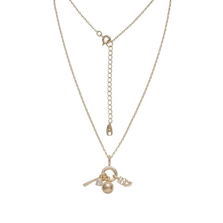Believe by Brilliance Baseball Removable Charms Necklace in 14KT Gold Flash Plated | Walmart (US)