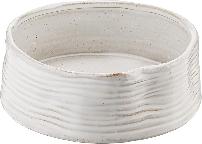 Fringe Studio Stoneware Pet Bowl, Medium, Ribbed White (501005) | Amazon (US)