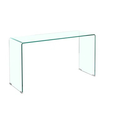 Transparent Console Table For Various Purposes - Bent Glass Design And Easy To Clean Different Needs Clear With Rounded Corners Desk Daily Work Study | Wayfair North America