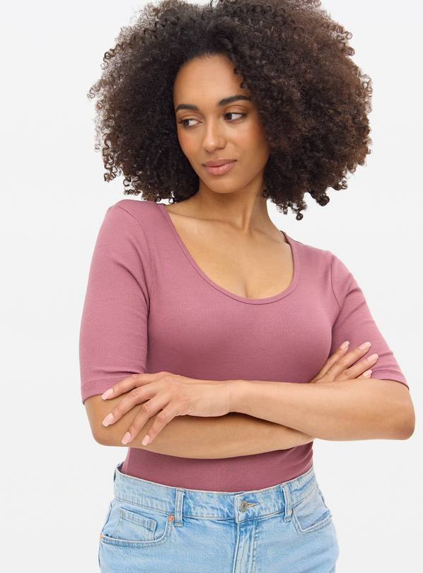 Mid Pink Ribbed Scoop Neck Top 16 | Tu Clothing