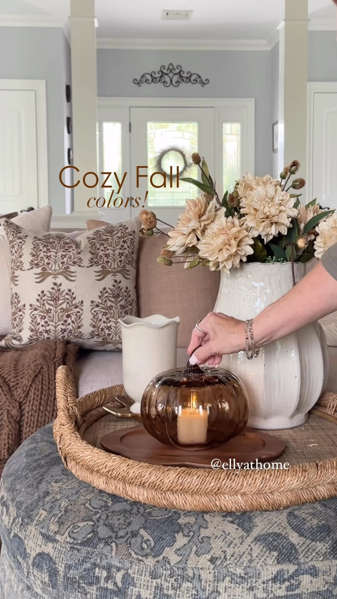 Cozy fall styling! Shop fall throw pillows, cozy throw blankets, glass pumpkins, vase back in stock, bud vase, fall florals, trays, rugs, display cabinet on sale. Crate and Barrel, Target, Pottery Barn, Amazon home. 

#LTKHome #LTKFindsUnder50 #LTKSaleAlert