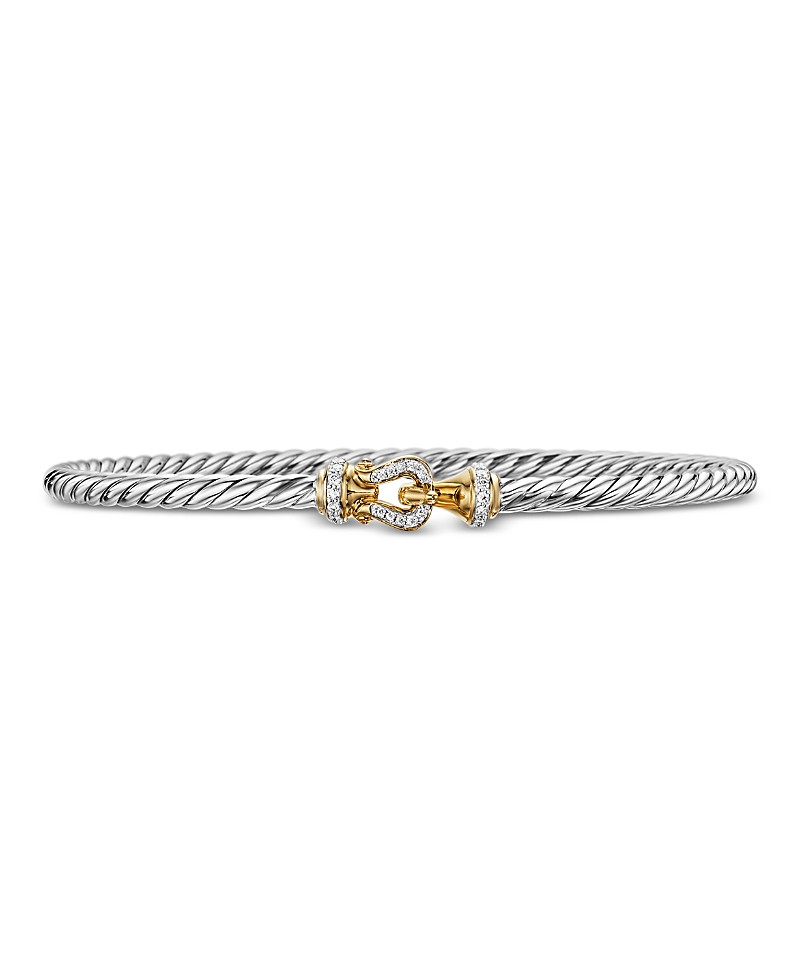 David Yurman Buckle Classic Cable Bracelet in Sterling Silver with 18K Yellow Gold and Diamonds, 3mm | Bloomingdale's (US)