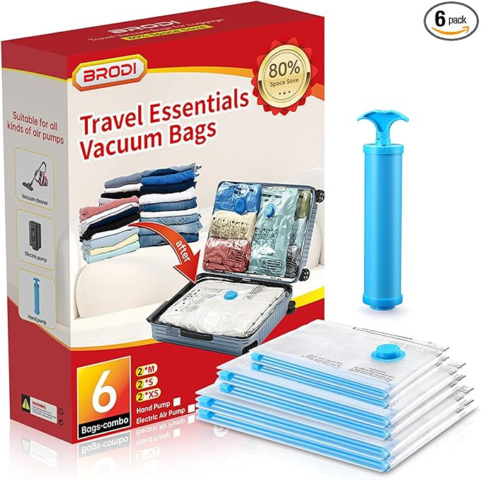 Travel Vacuum Bags with Pump - Compression Bags for Travel,Vacuum Storage Bags for Space Saver & ... | Amazon (US)