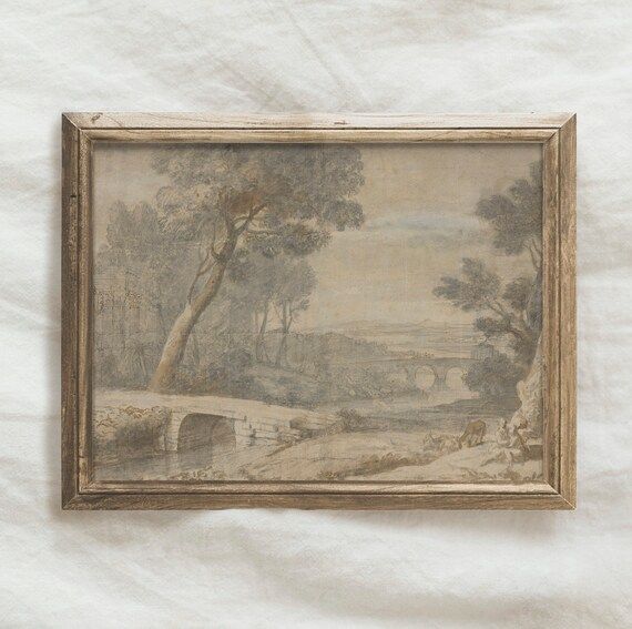 Vintage Muted Neutral Landscape Muted Antique Landscape | Etsy UK | Etsy (UK)