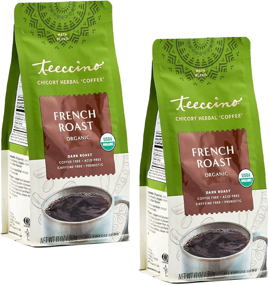 Teeccino Chicory Coffee Alternative – Organic French Roast – Herbal Coffee | Ground Coffee Su... | Amazon (US)