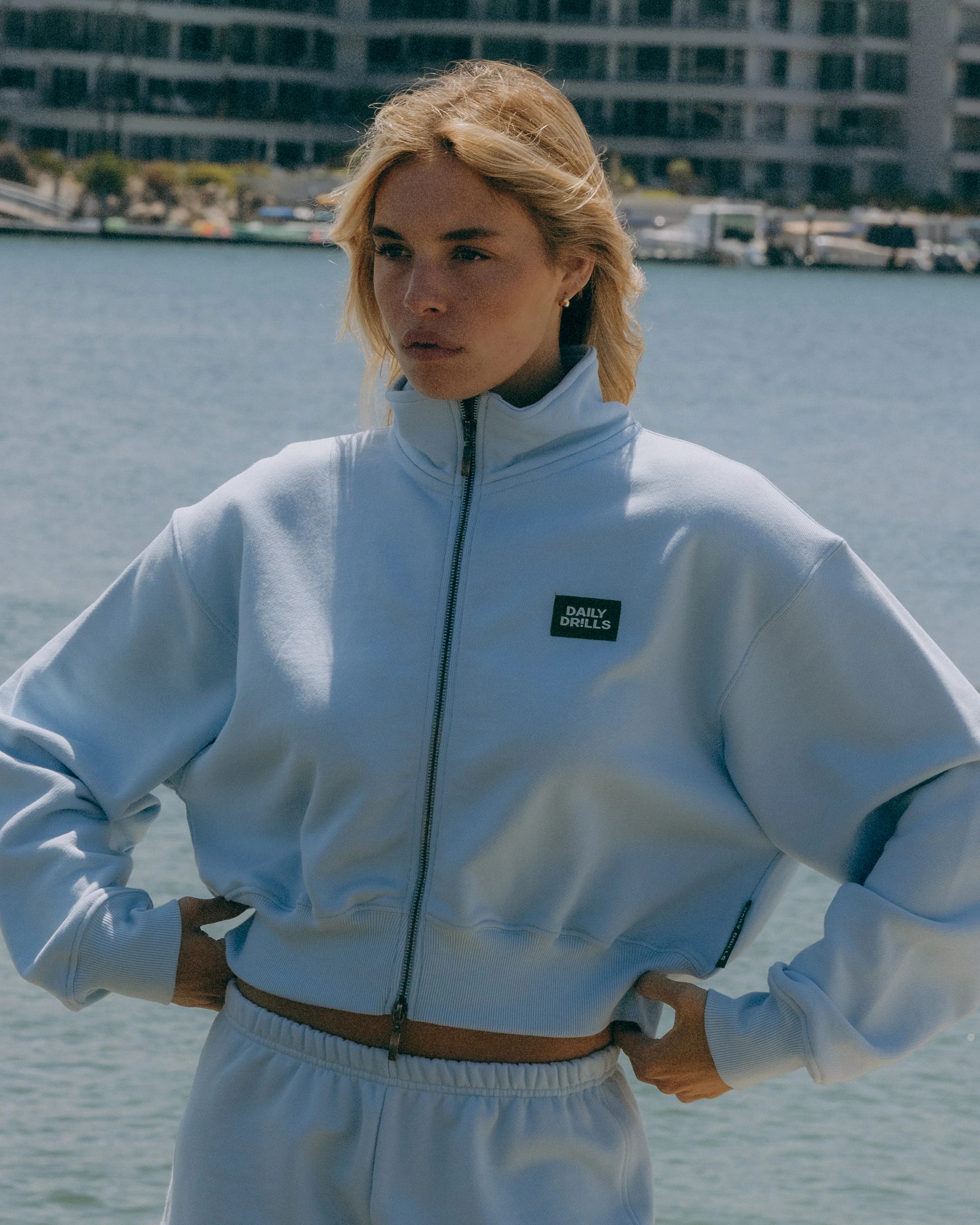 Heavyweight Funnel Neck Double Zip - Powder | Daily Drills LLC