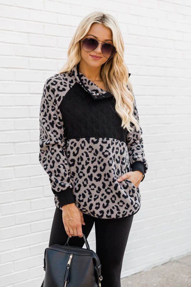 No Coincidence Black Animal Print Asymmetrical Pullover | The Pink Lily Boutique