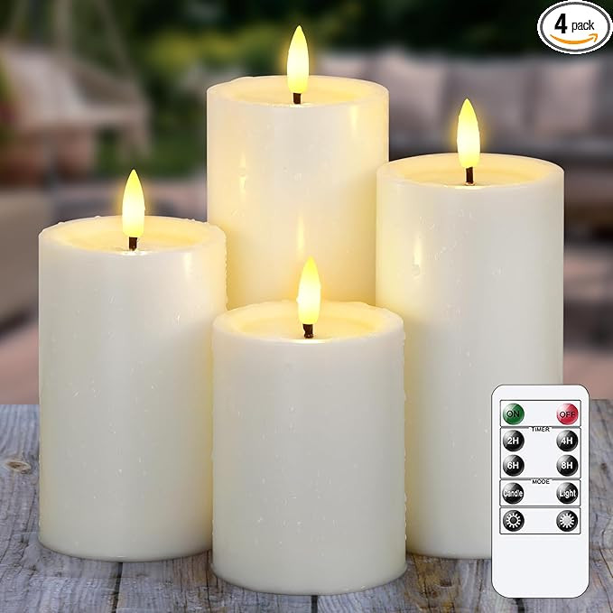 Waterproof Flickering Auto Timer Ivory Plastic Flameless Candles with Candle Grease, 3" x4" 5" 6"... | Amazon (US)