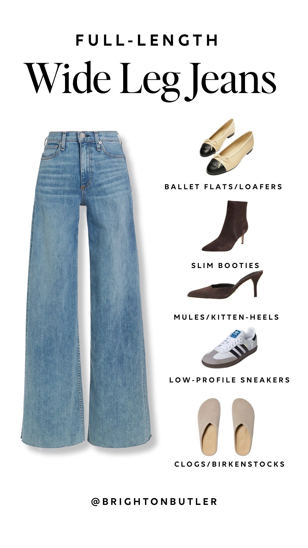 What shoes to wear with which jeans? Part 2 of my series focusing on full length wide leg jeans! 
