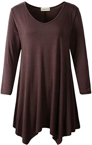 LARACE Plus Size Tops for Women Tunic Asymmetrical Dress Shirts 3/4 Sleeve V Neck Flowy Ladies Cl... | Amazon (US)