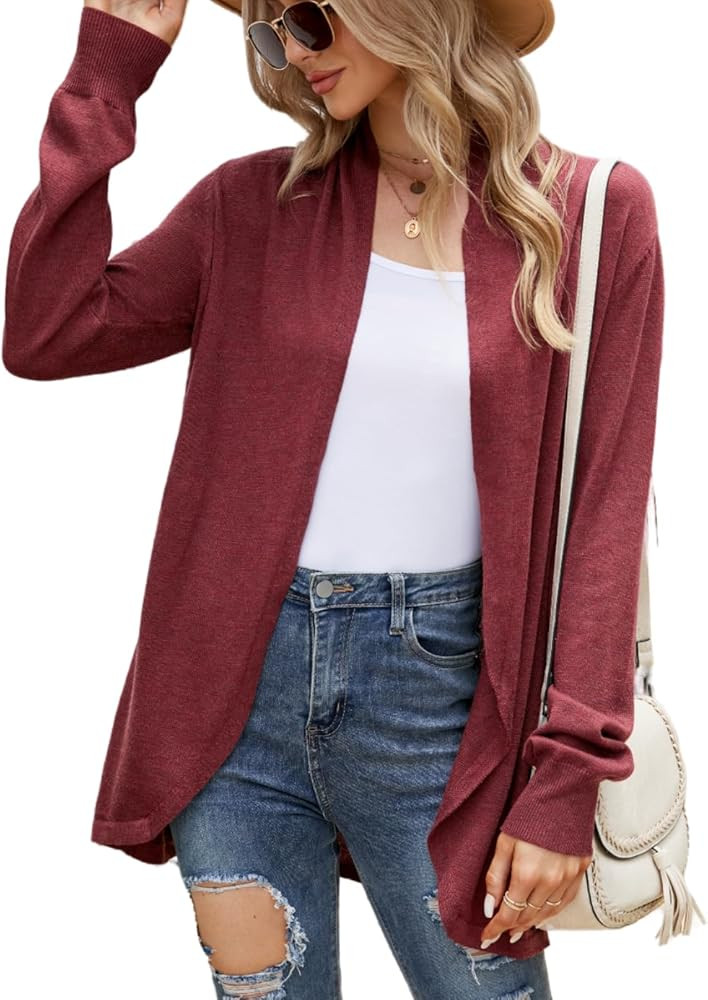 Cardigan Sweaters for Women Fashion Fall Lightweight Work Long Sleeve Tops Loose Casual Office Bu... | Amazon (US)