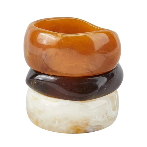 DICOSMETIC 3Pcs Colorful Resin Bangle 0.87-1.48 Inch Chunky Bangle Bracelet Vintage Irregular Wide Wrist Bangles Fashion Statement Bracelets for Women Holiday Jewelry Set | Amazon (UK)