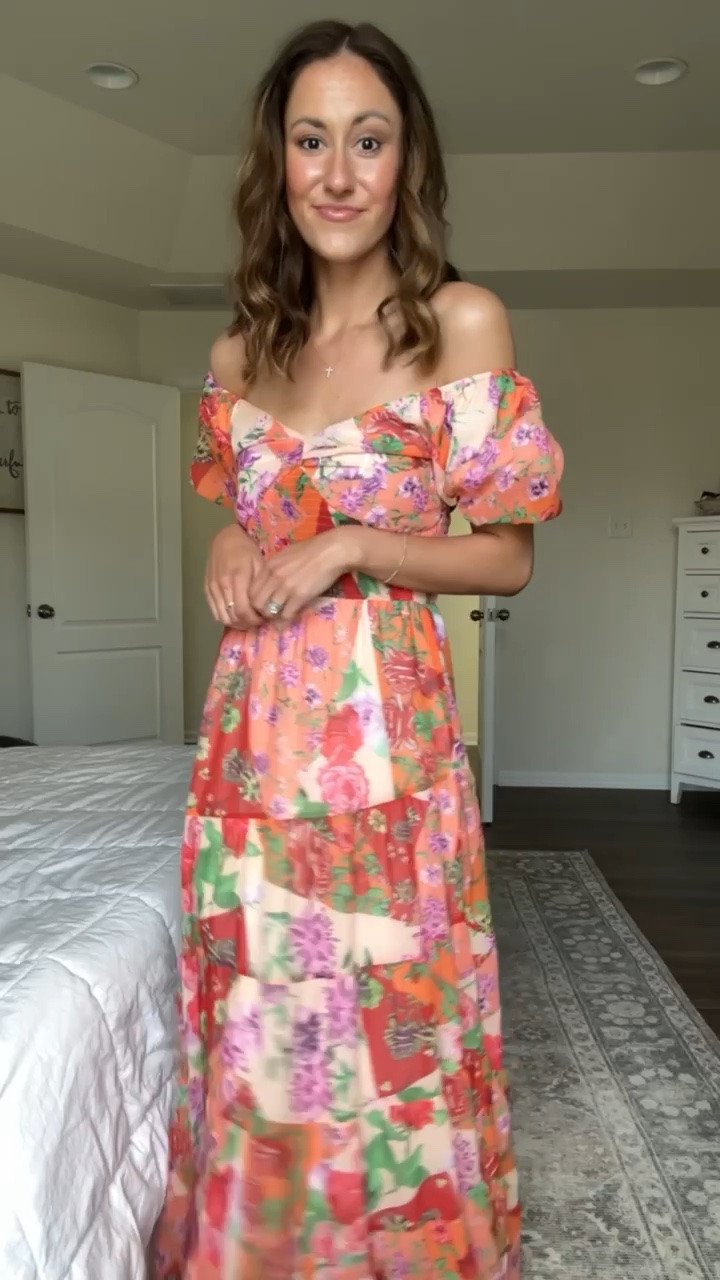 Summer to fall maxi dress with puff sleeves that can be worn on or off shoulder

#LTKSeasonal #LTKWedding