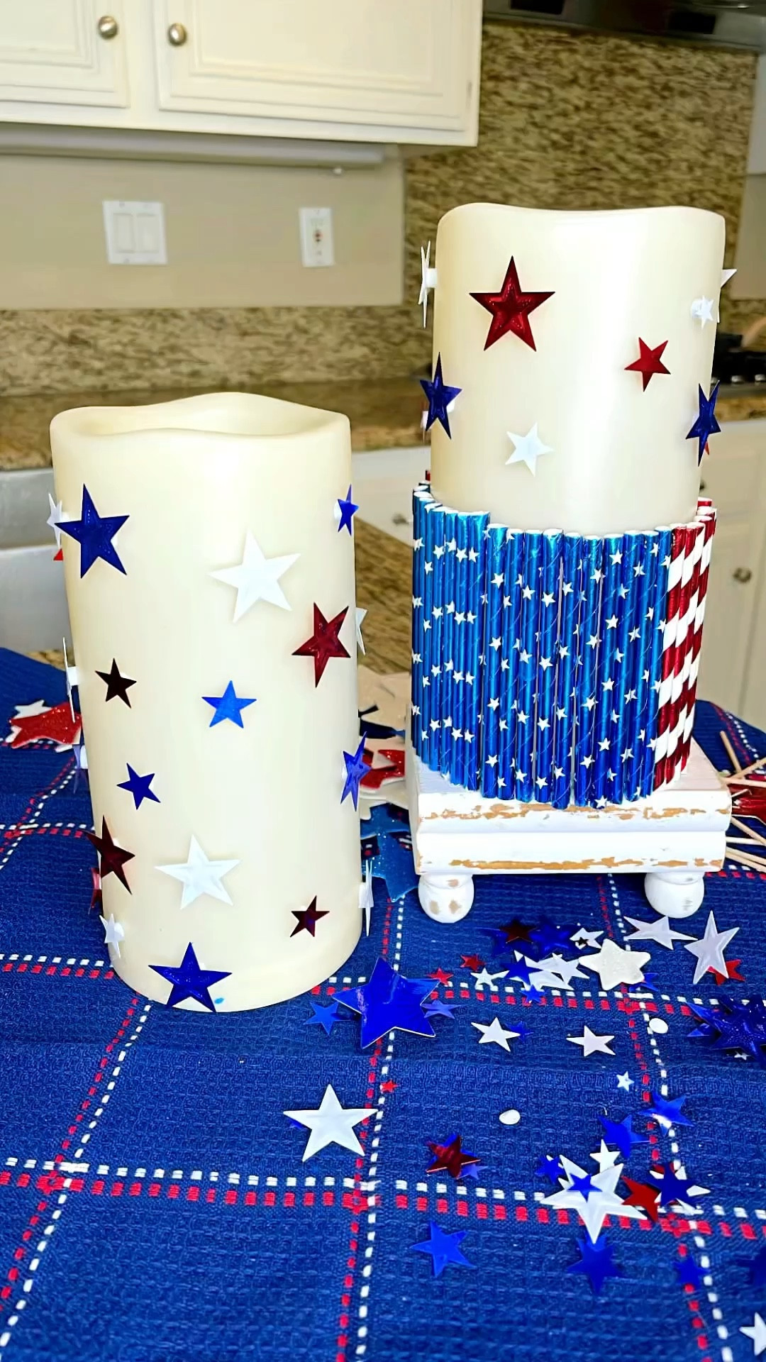I stopped buying seasonal candles and did this instead! Easy and removeable for multiple seasons! 

4th of July decor, Memorial Day, patriotic decor, USA, America. Home decor, home decorating ideas, seasonal decor, candles  

#LTKvlog #LTKSeasonal #LTKHome