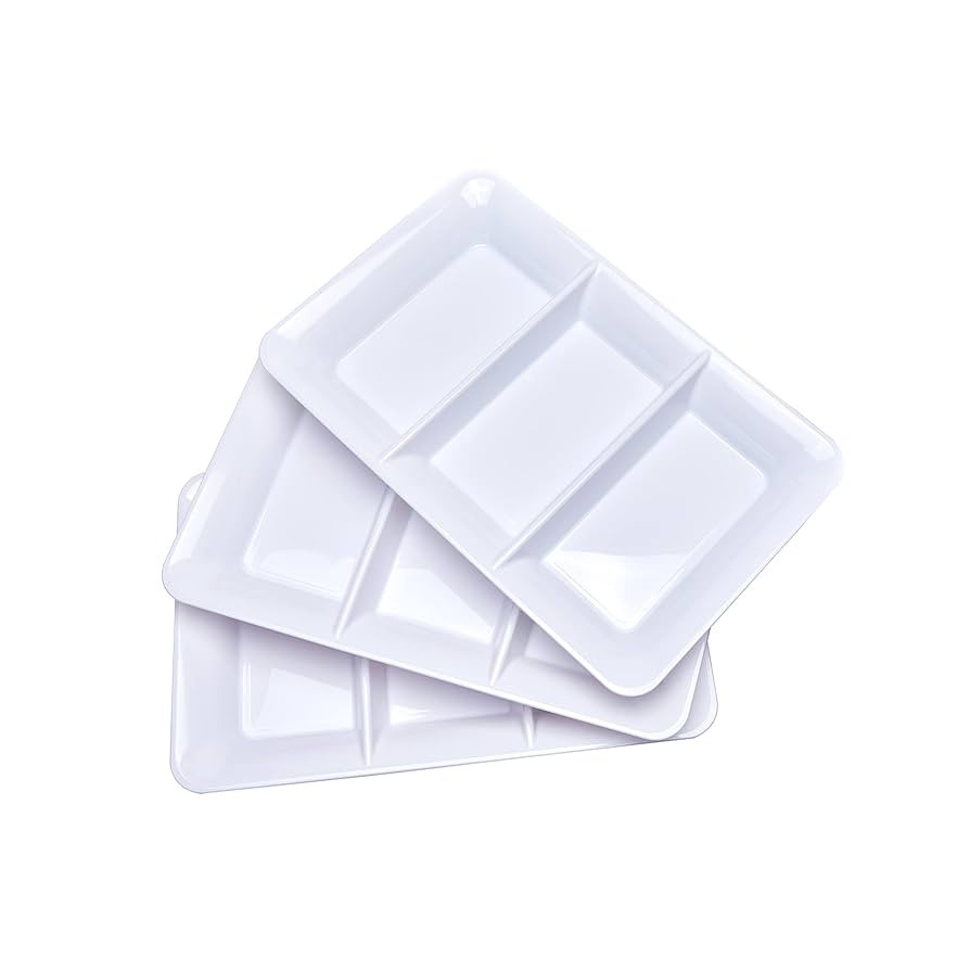 Lullaby 3 Sectional Plastic Serving Tray 14.2" x 9", 3 Pack White Serving Platters for Cheese Cra... | Amazon (US)