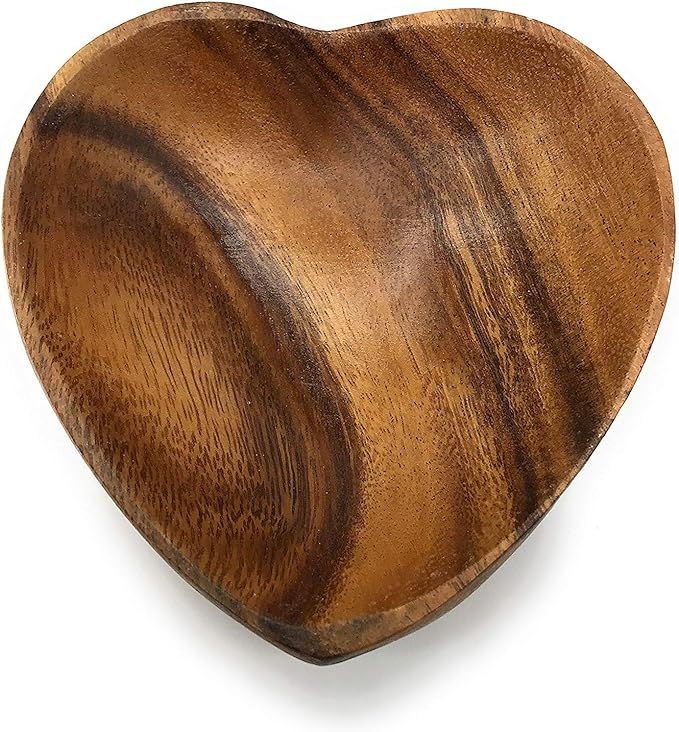 Acacia Wood Heart Shaped Bowls - Fair Trade, Sustainably Harvested (10") | Amazon (US)