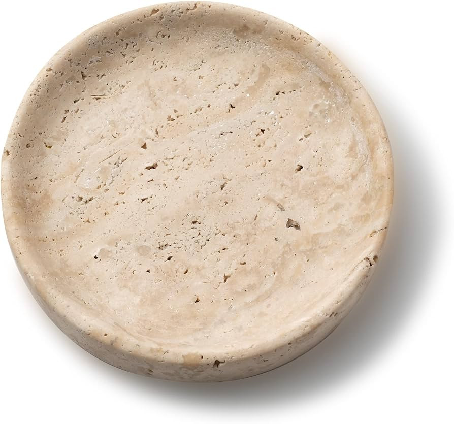 Travertine Tray Marble Catchall Round Tray for Vanity | Amazon (US)