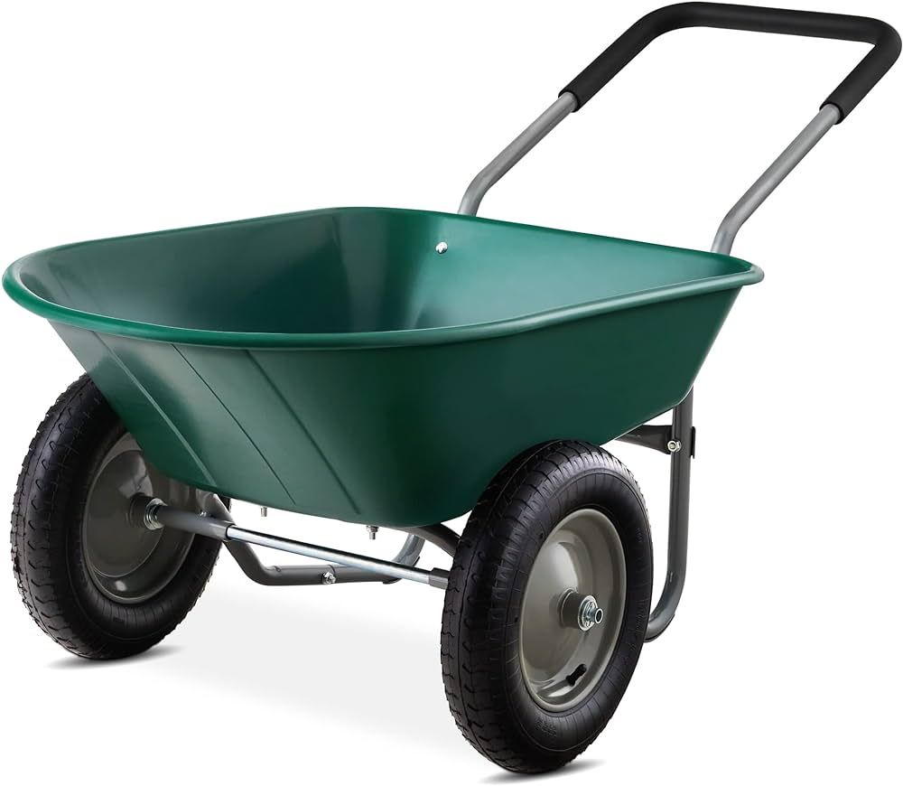 Best Choice Products Dual-Wheel Home Utility Yard Wheelbarrow Garden Cart w/Built-in Stand for La... | Amazon (US)