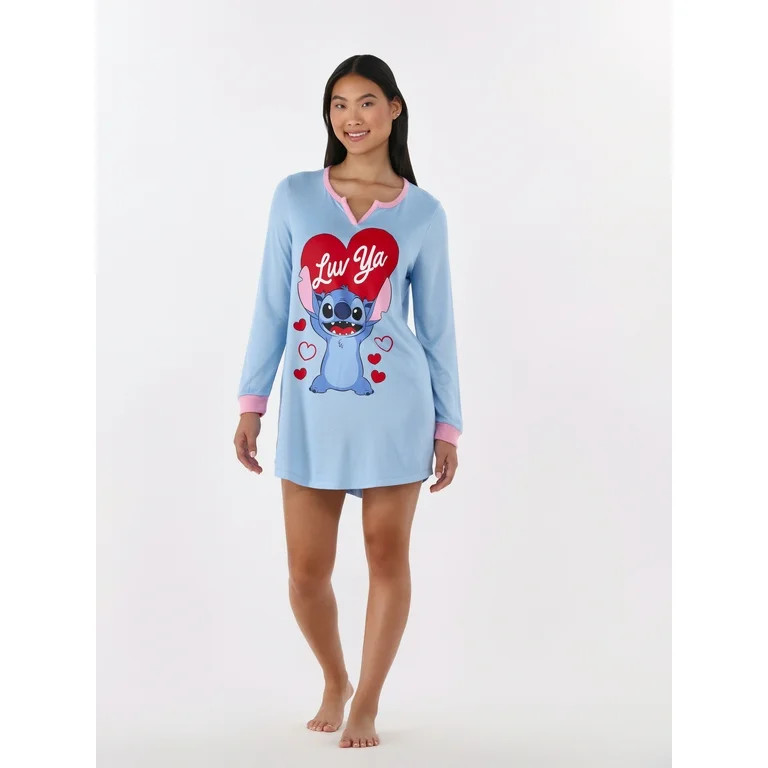 Disney Stitch Women's Valentine's Day Lounger, Sizes XS-3X - Walmart.com | Walmart (US)