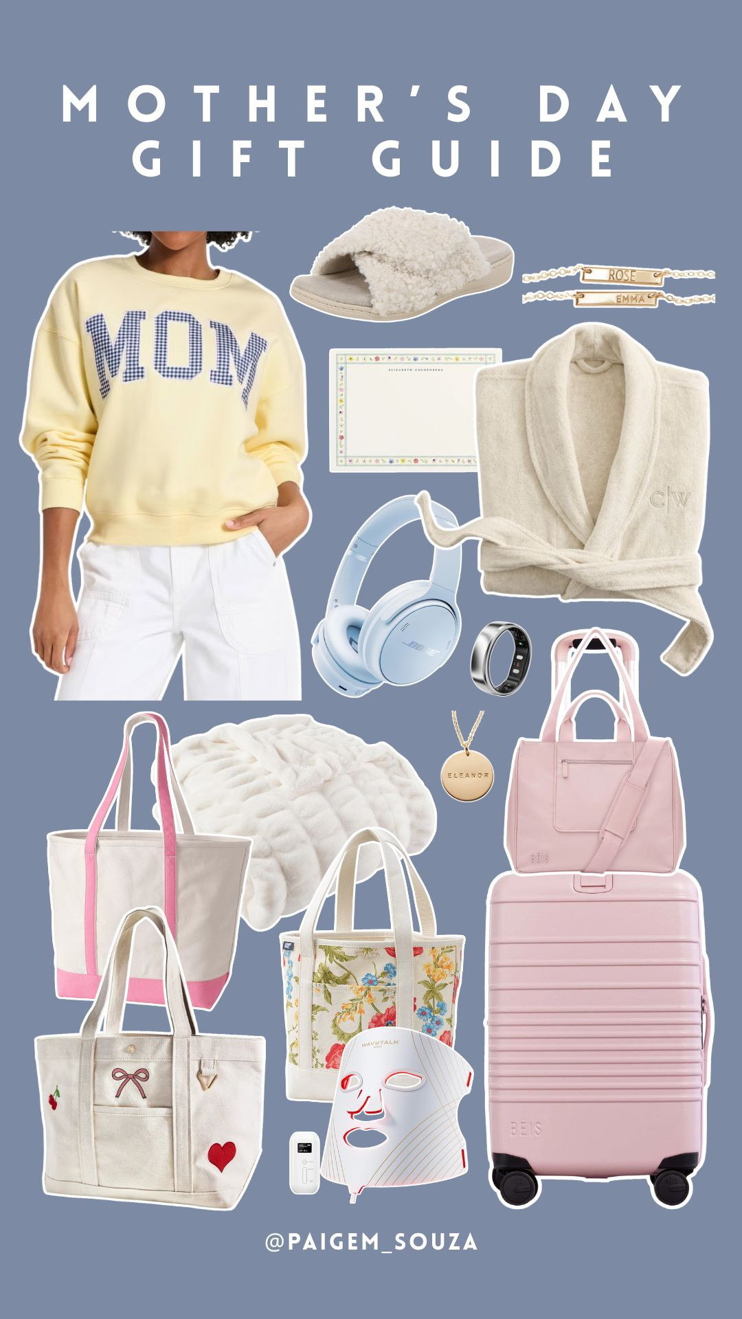 Mother’s Day gift ideas she’ll love, from cozy favorites to personalized finds. 🌸 

Mother’s Day gifts, mom sweatshirt, cozy slippers, personalized jewelry, monogram robe, travel bag, pink luggage, canvas tote, floral bag, LED mask, wellness gifts, beauty tools, thoughtful presents, gift guide, spring finds, 2026 finds, land's end, target, pottery barn, beis, bauble bar, trending. 

 #LTKMothersDay #LTKmomlife #LTKselfcare