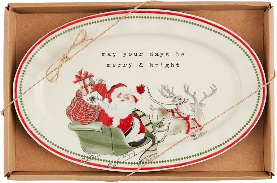 Mud Pie Sentiment Plate, Merry Bright, 6 1/2" x 10" | Amazon (US)