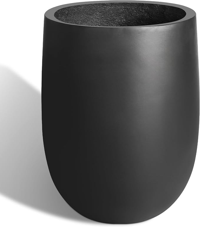 Heyzier Concrete Planter Outdoor Indoor, Large Tall Cement Plant Pots for Trees Flowers (Black, 2... | Amazon (US)