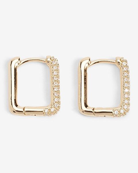 Rhinestone Embellished Square Huggie Hoop Earrings | Express