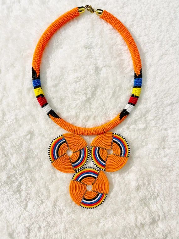 African Maasai Handmade Beaded Necklace Masai Wedding - Etsy | Etsy (US)