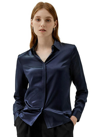 Women's Basic Concealed Placket Silk Shirt | Macy's