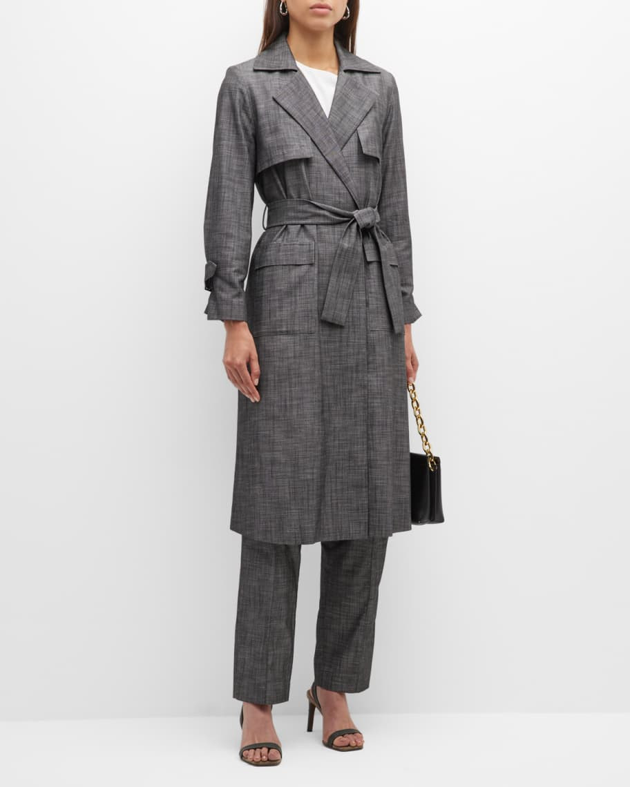 Belted Chambray Wrap Trench Coat | Neiman Marcus