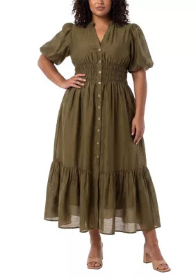 Women's Shirred Button Front Dress | Belk