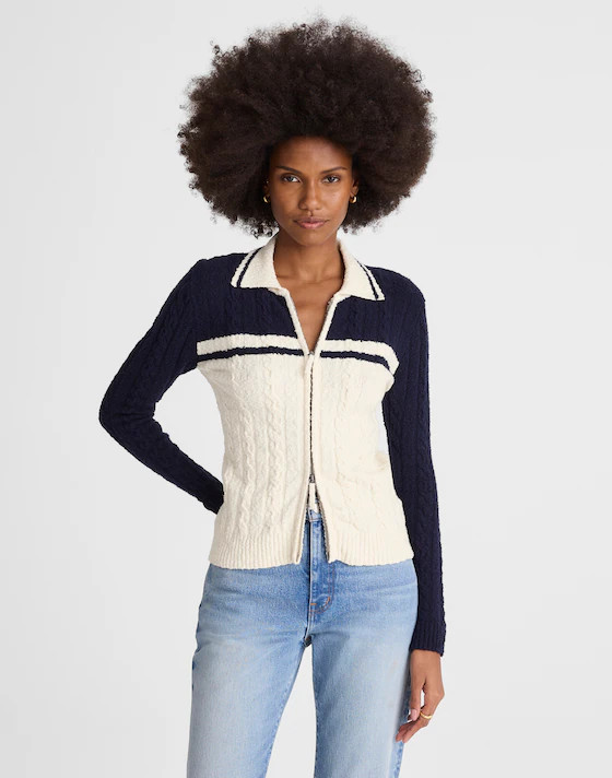 Cable-Knit Zip Cardigan | Madewell
