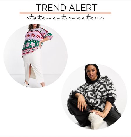 Plus size trendy statement sweaters for fall from asos! You can throw a bold piece like this with a legging, skirt, or jeans! The sky is the limit, truly.

#LTKmidsize #LTKplussize #LTKfindsunder50
