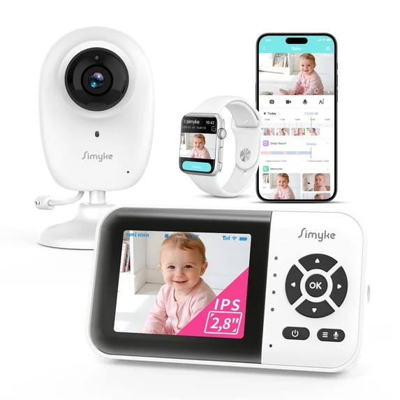 Simyke Smart Video Baby Monitor, 2.8" Display & 1080p Camera, WiFi/No WiFi Modes, Cry Detection, ... | Walmart (US)