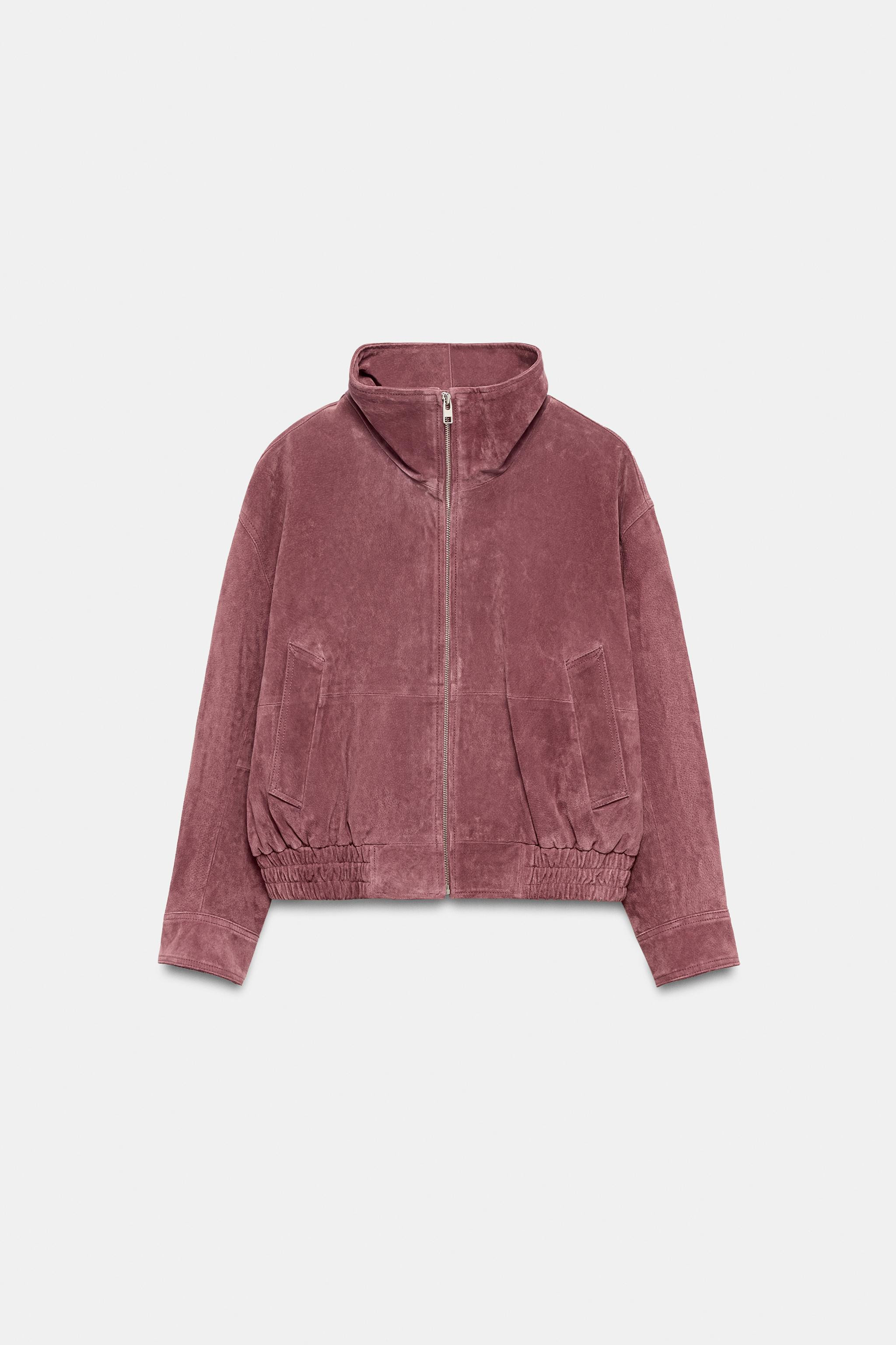 100% LEATHER HIGH NECK BOMBER JACKET | Zara US