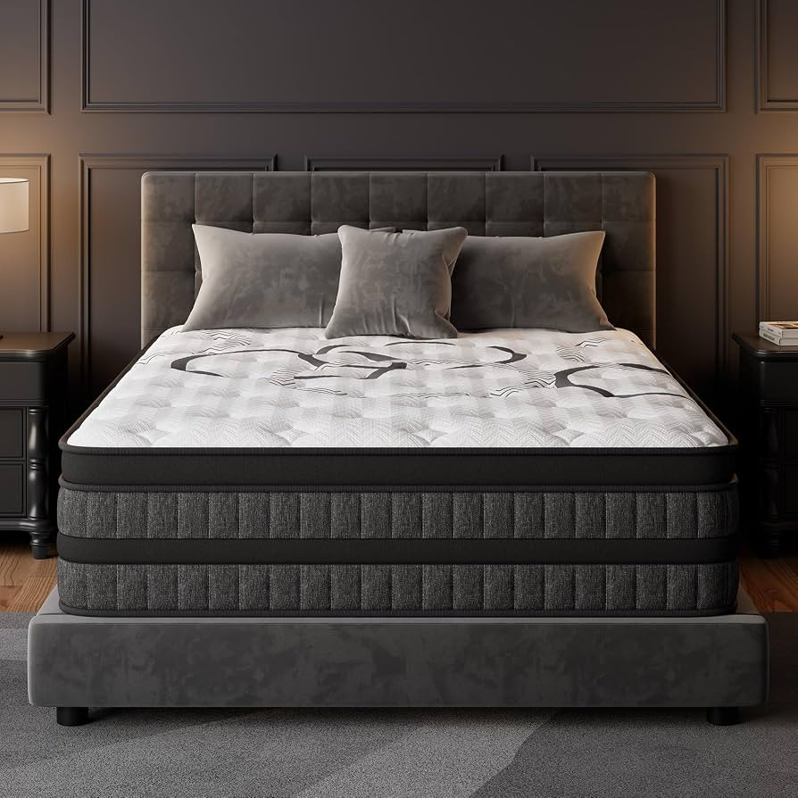 Queen Mattress 12 Inch Hybrid Mattresses Euro Top Medium Firm for Back & Lumbar Support, 365 Nigh... | Amazon (US)