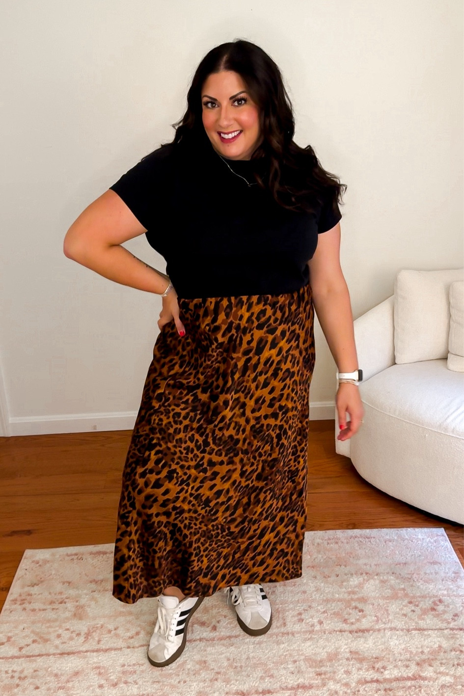 Wearing an XL tee and XL leopard slip skirt 🩷 

#LTKMidsize #LTKStyleTip #LTKFindsUnder50