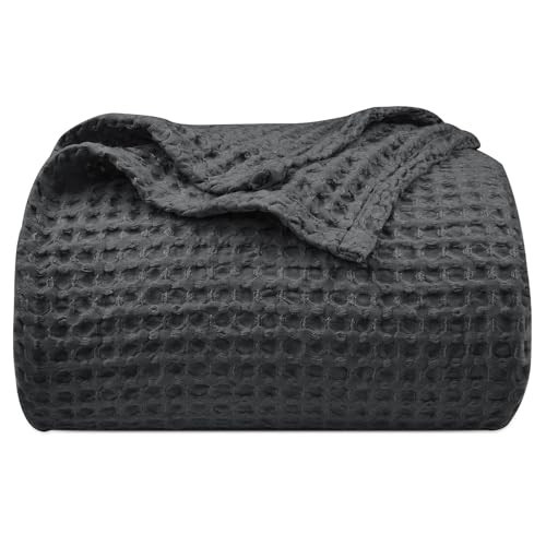 PHF Ultra Soft Waffle Weave Blanket King Size 104"x 90"- Washed Lightweight Breathablee Cozy Woven Blanket - Great for Couch Bed Sofa Home Car - Black | Amazon (US)