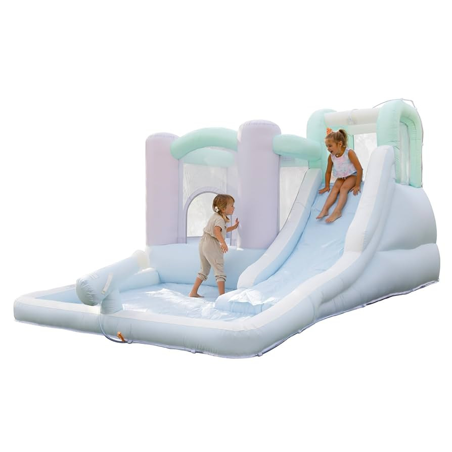 Bounceland Splash Zone Dream Wet or Dry Bounce House Water Slide, 11.5ftL x 9ftW x 6ftH, Pastel C... | Amazon (US)