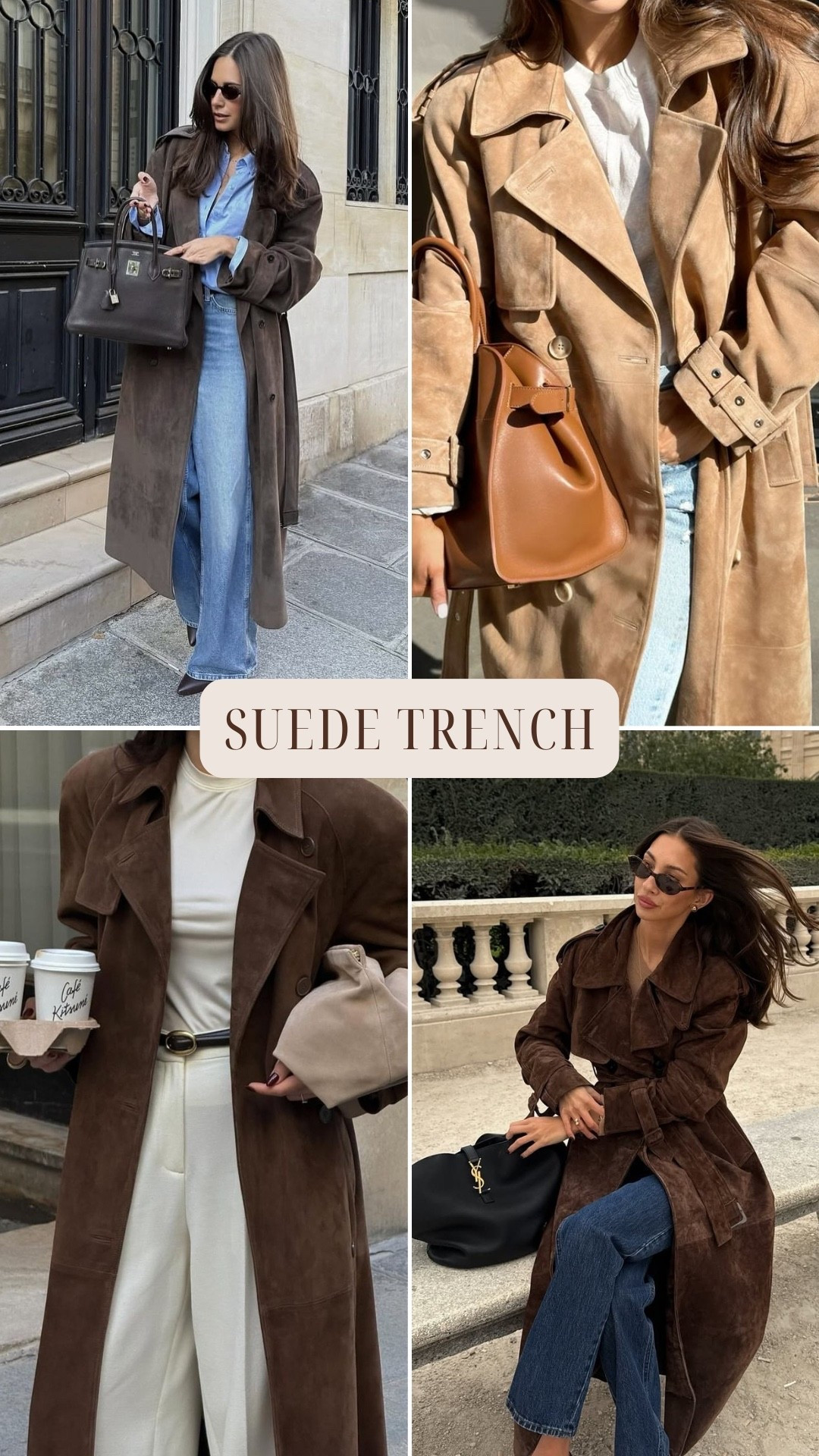 Suede trench 🤎
brown suede trench coat oversized belted chocolate brown camel beige light blue denim wide leg straight leg Birkin bag black leather structured YSL bag black leather white shirt crisp blue shirt chambray Parisian style street style spring transitional layering transitional coat timeless elegant sophisticated
#LTKspring #LTKstyletip #LTKeurope​​​​​​​​​​​​​​​​

#LTKstyletip #LTKspring #LTKeurope