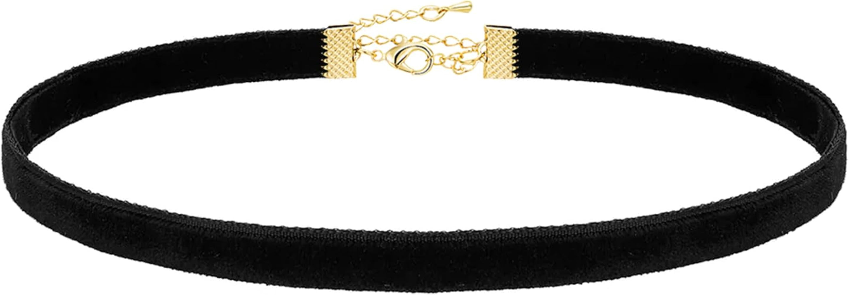 Thin Black Velvet Choker Necklaces for Women, Ultra Comfortable Stretch Velvet Witch Choker, 90s ... | Amazon (US)
