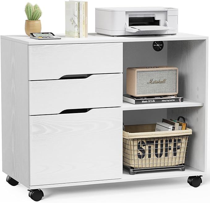 Sweetcrispy File Cabinet 3 Drawer - Storage Filing Cabinets Office Drawers Printer Stand Lateral ... | Amazon (US)
